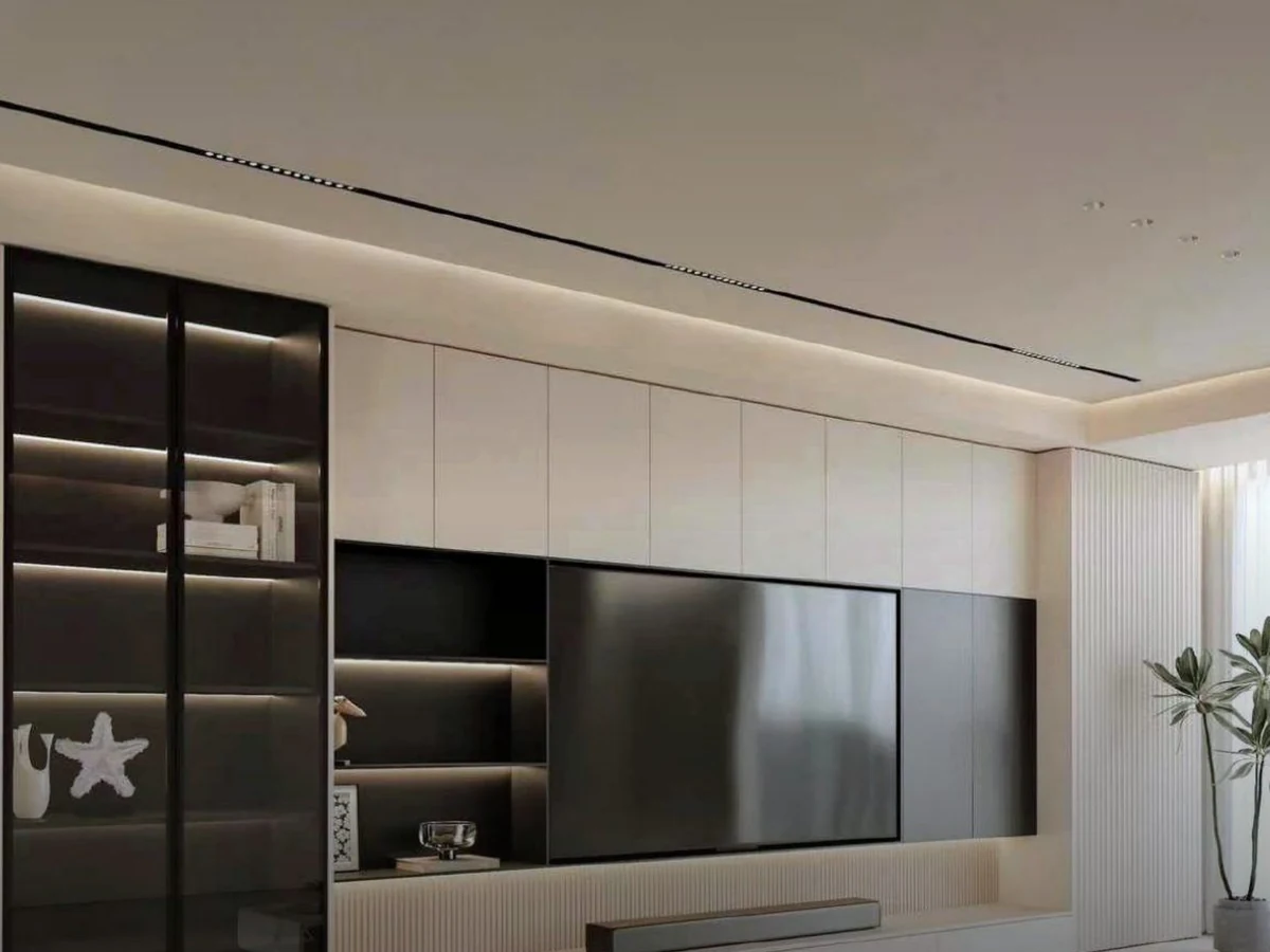 Legno Collection page 17 showing a fitted wood media wall