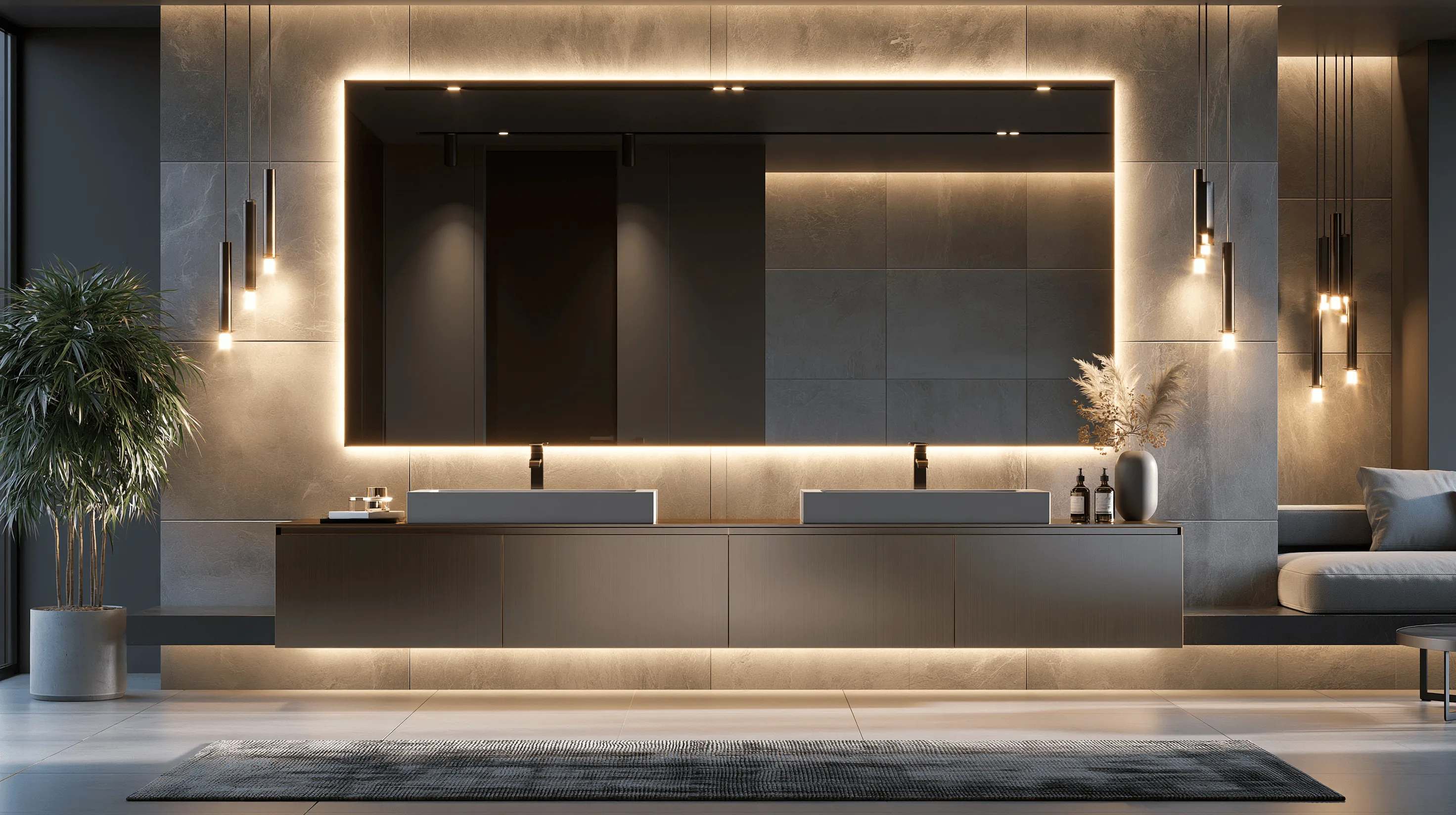 Zovia Dark Grey, Gunmetal & Silver Brushed stainless steel bathroom vanity