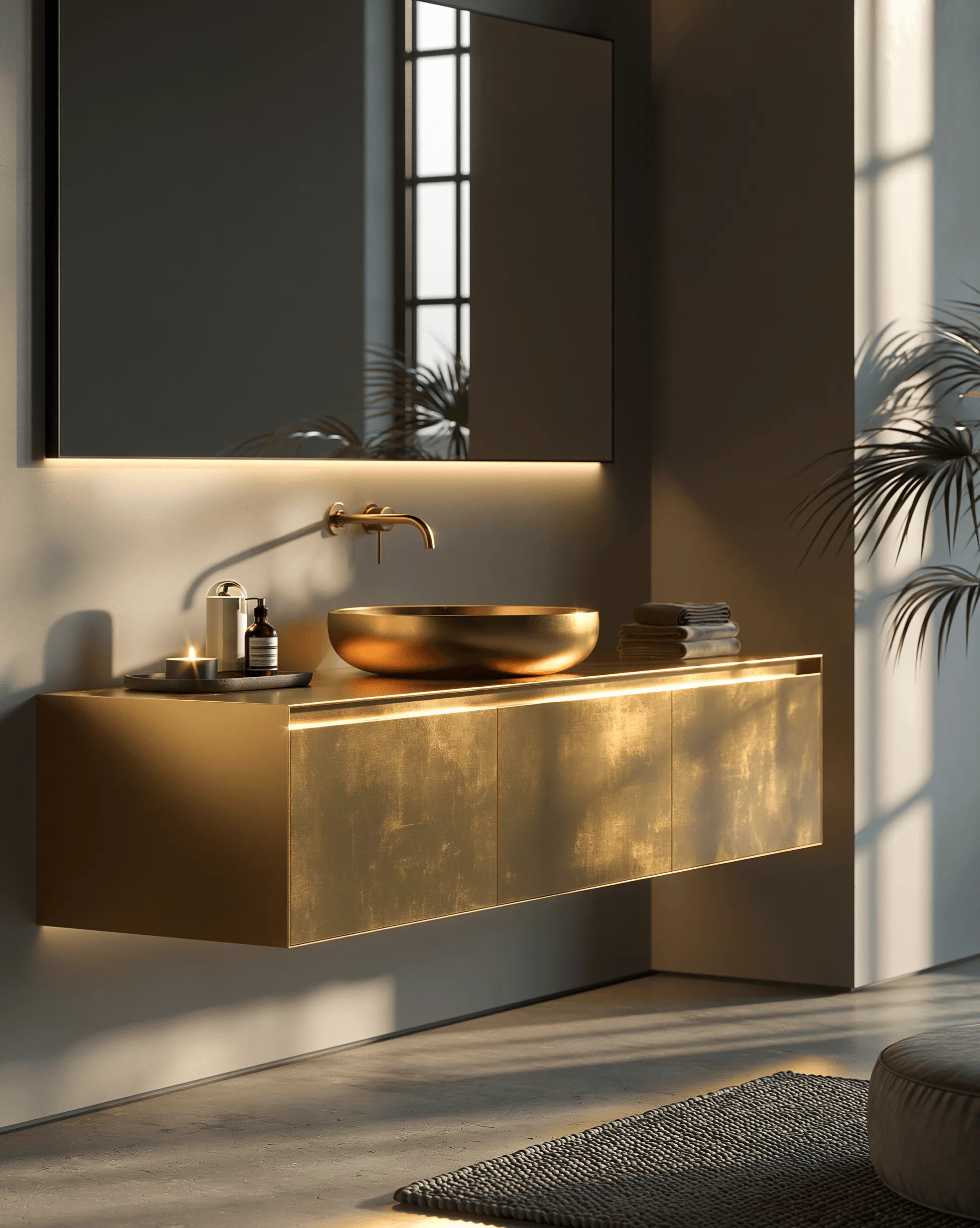 Zovia Gold & Champagne stainless steel bathroom vanity