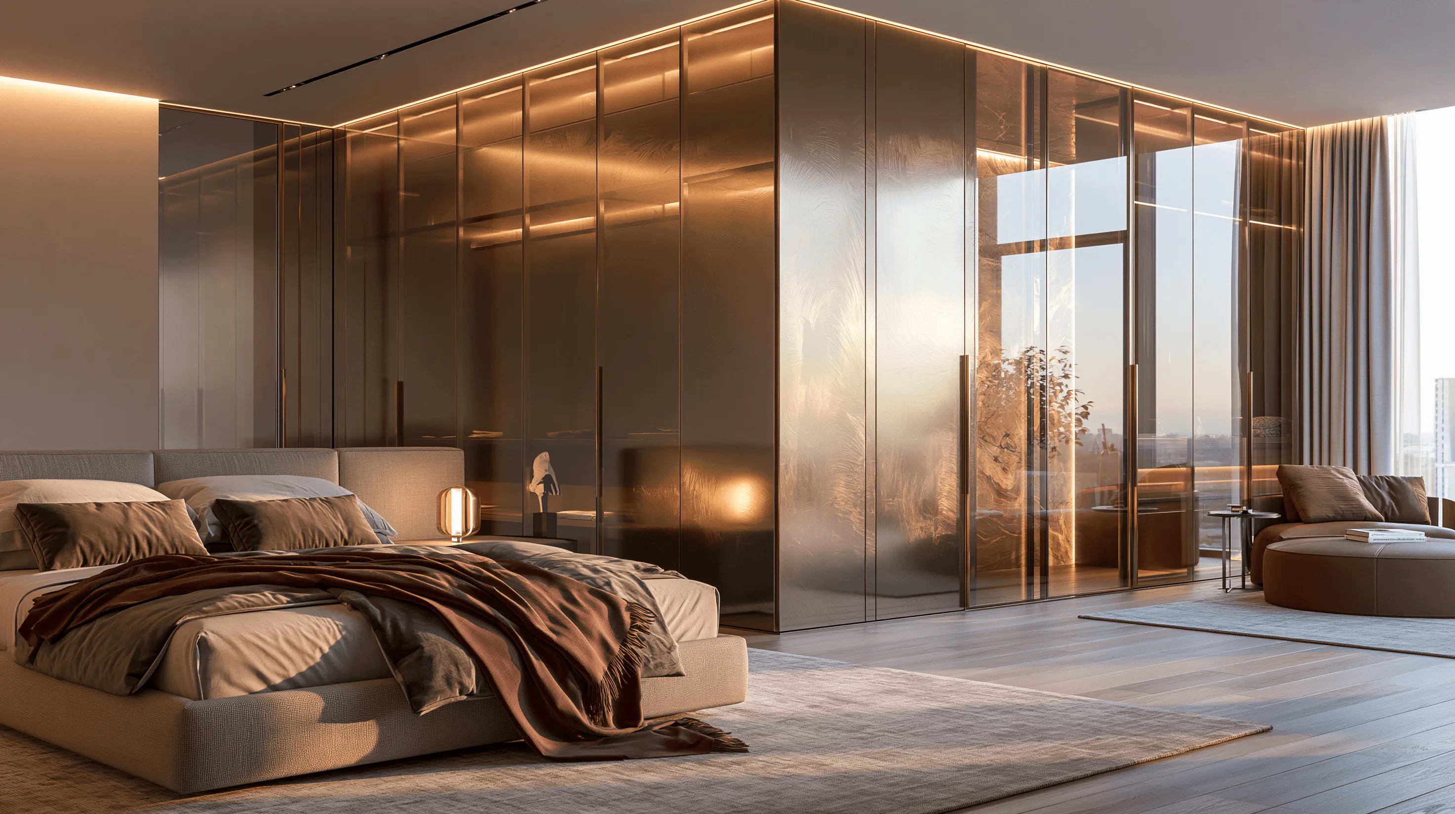Zovia Dark Grey & Graphite stainless steel bedroom wardrobe