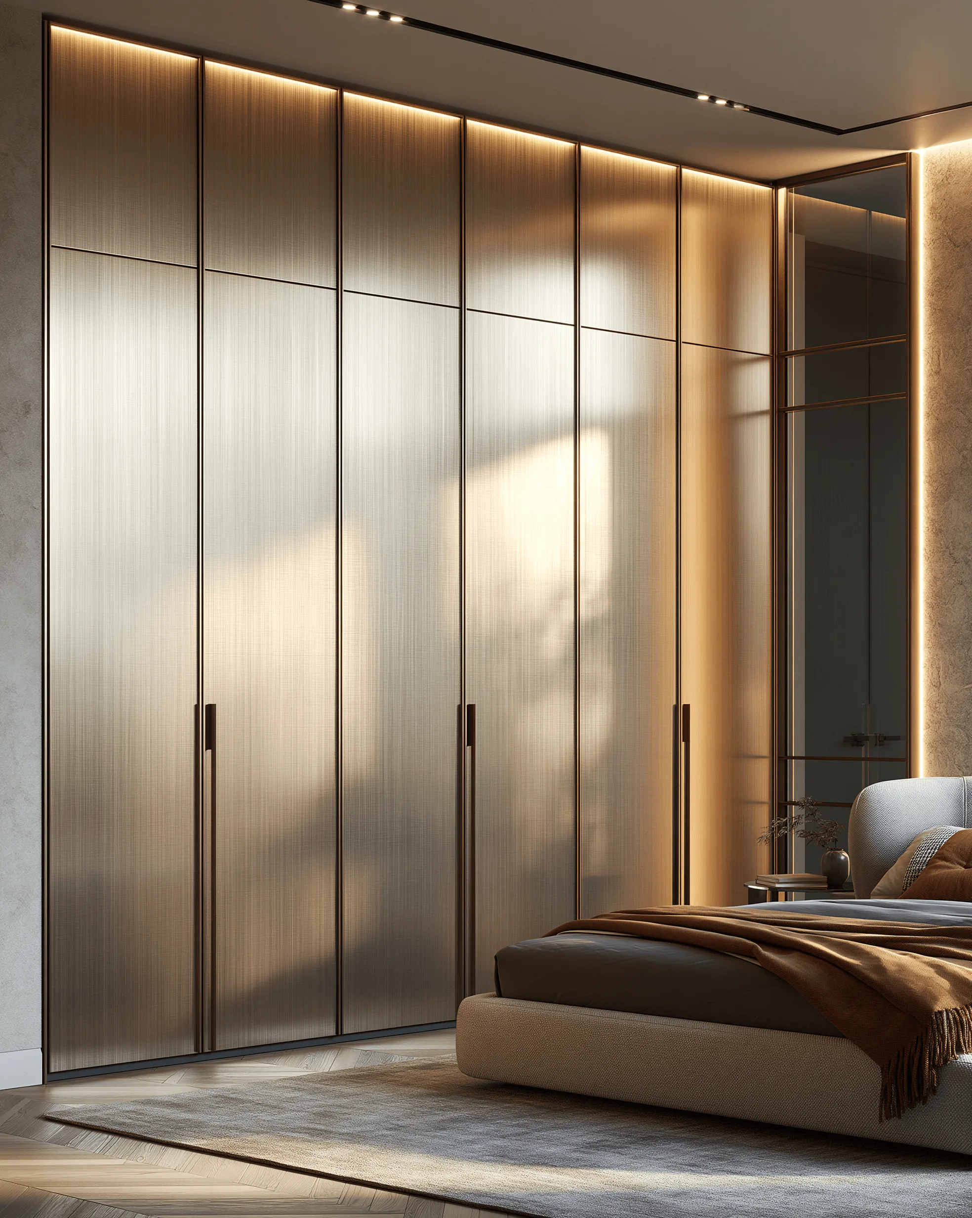 Zovia Champagne Gold & Brass stainless steel bedroom wardrobe