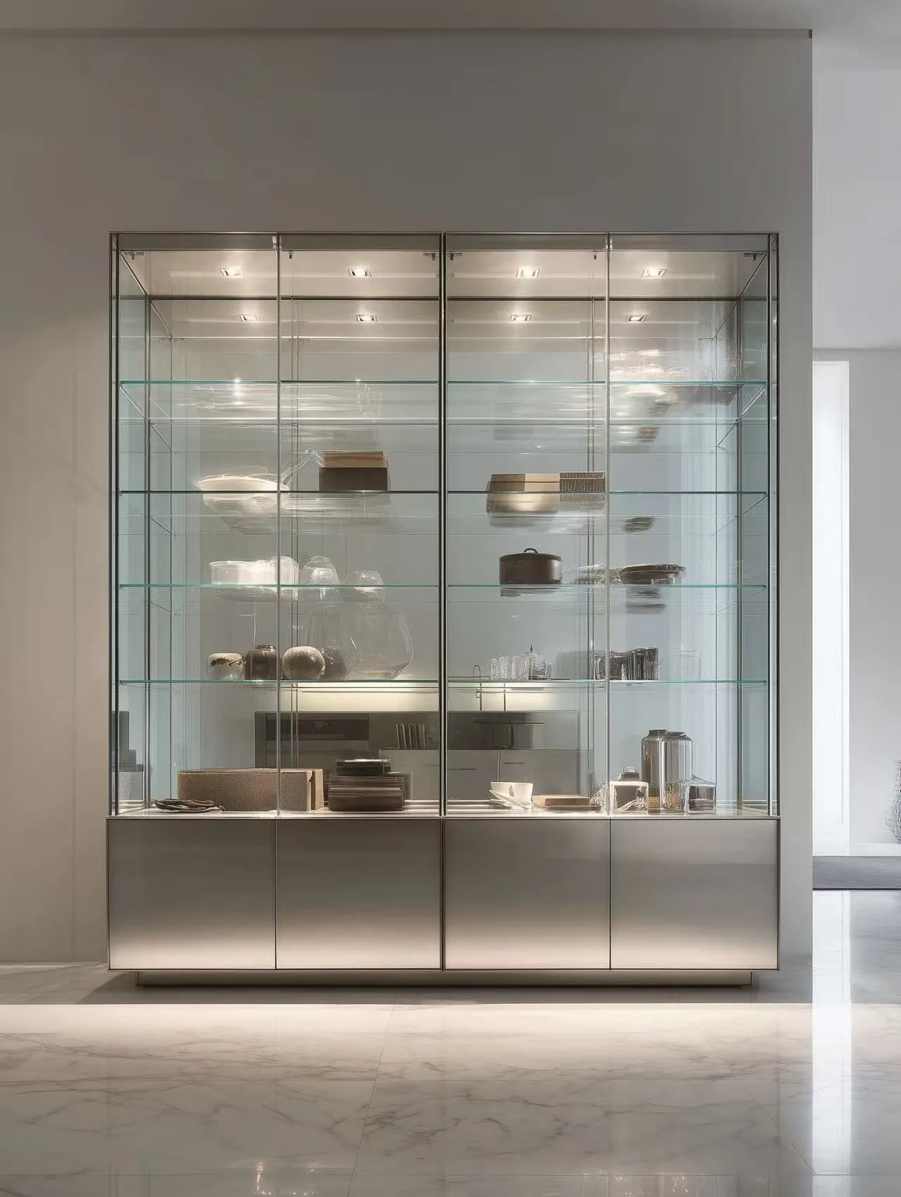 Zovia stainless steel glass display cabinet