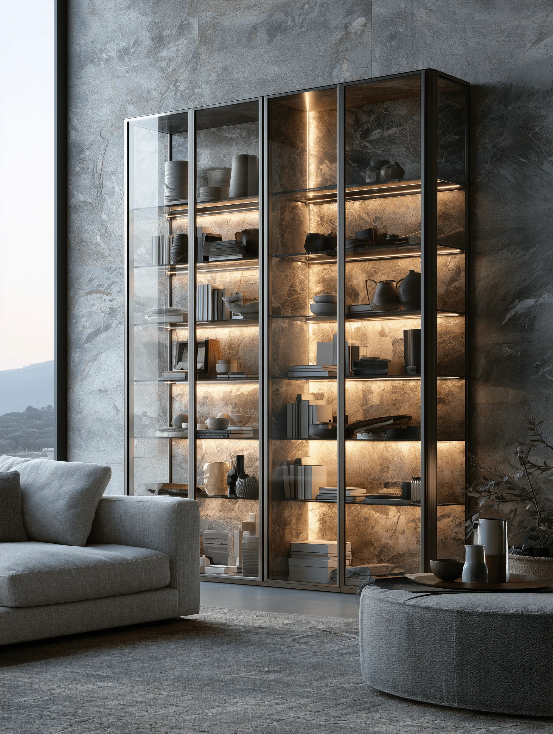 Zovia stainless steel glass display cabinet