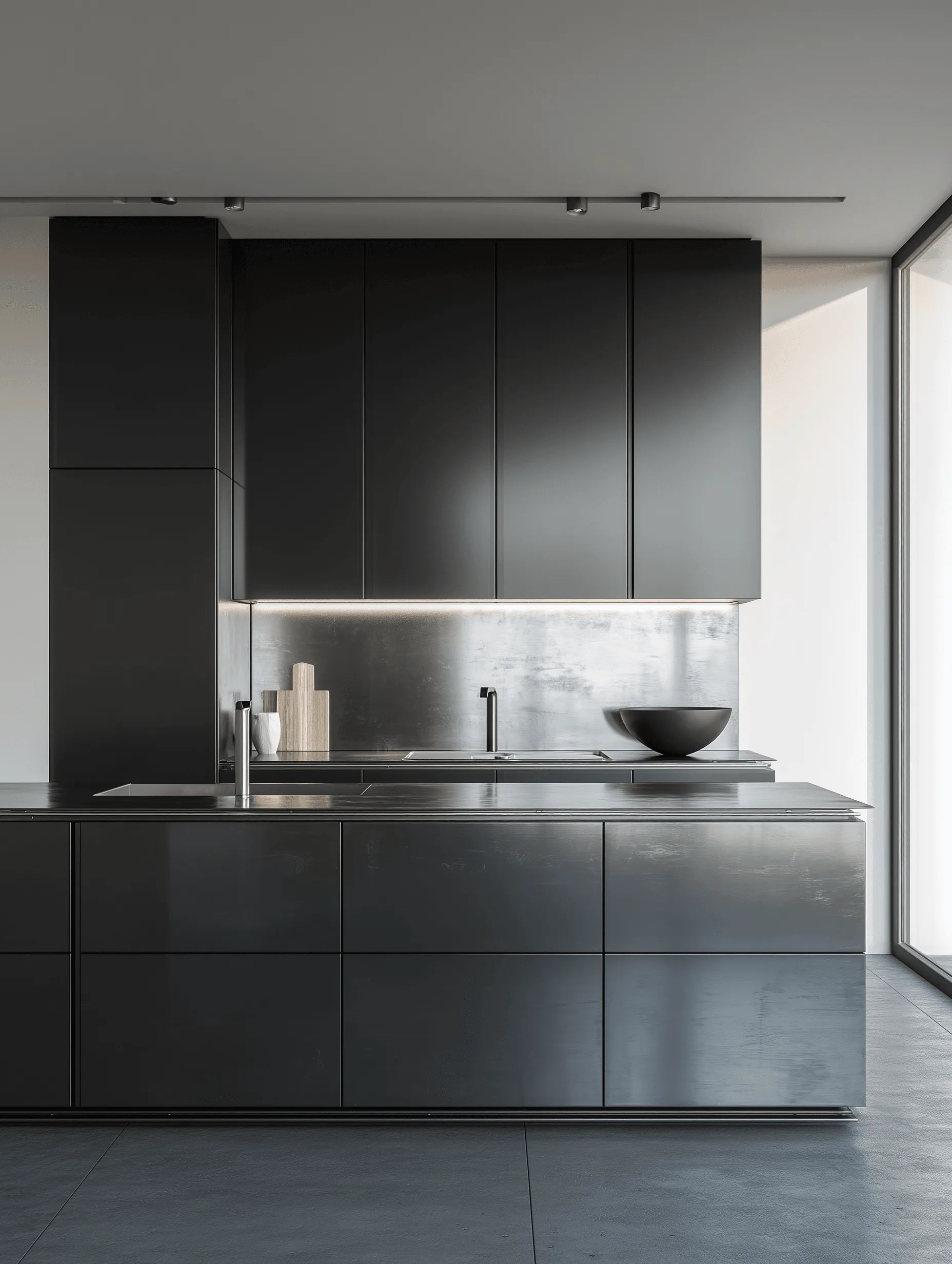 Zovia Matte Black & Graphite stainless steel kitchen cabinet