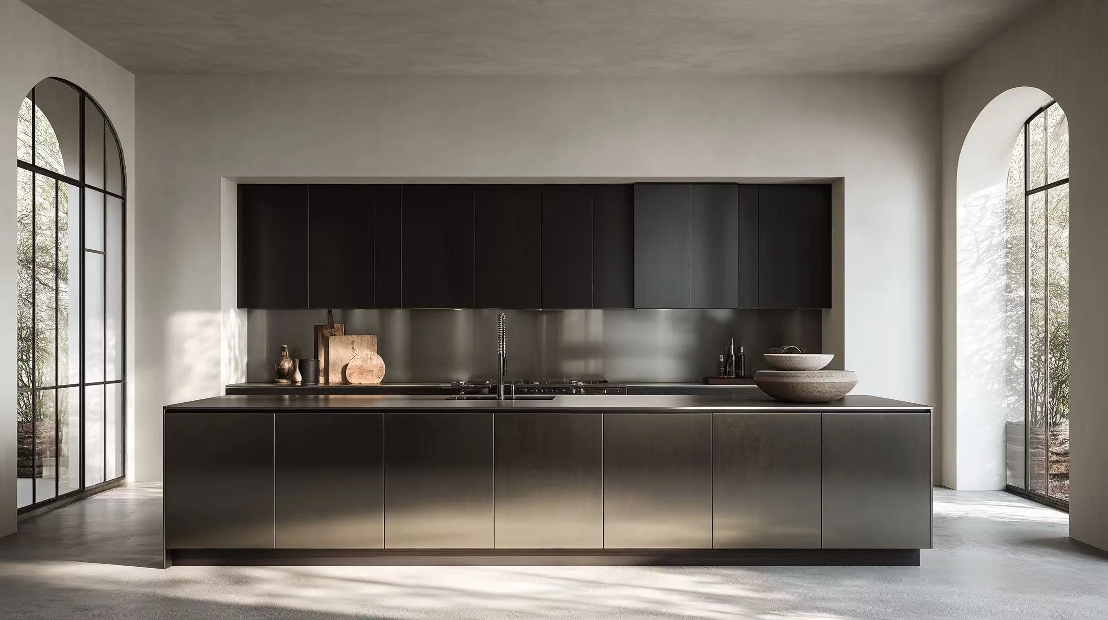 Zovia Matte Black & Graphite stainless steel kitchen cabinet