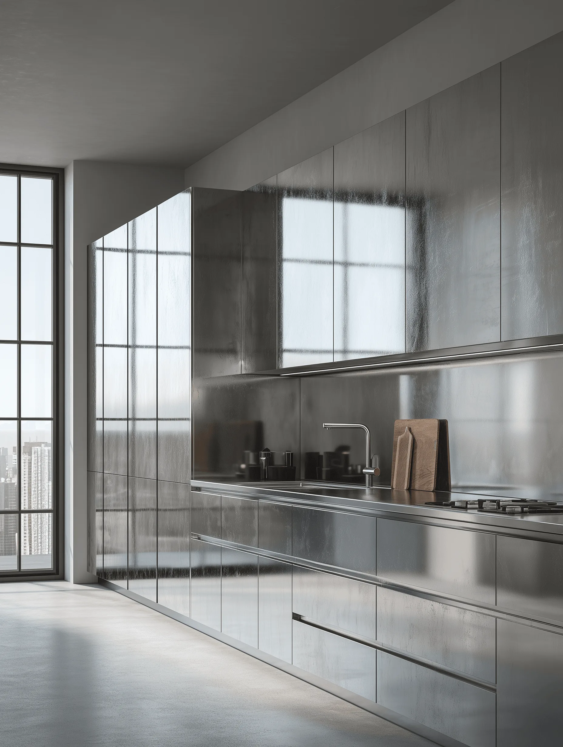Zovia Silver Brushed stainless steel kitchen cabinet