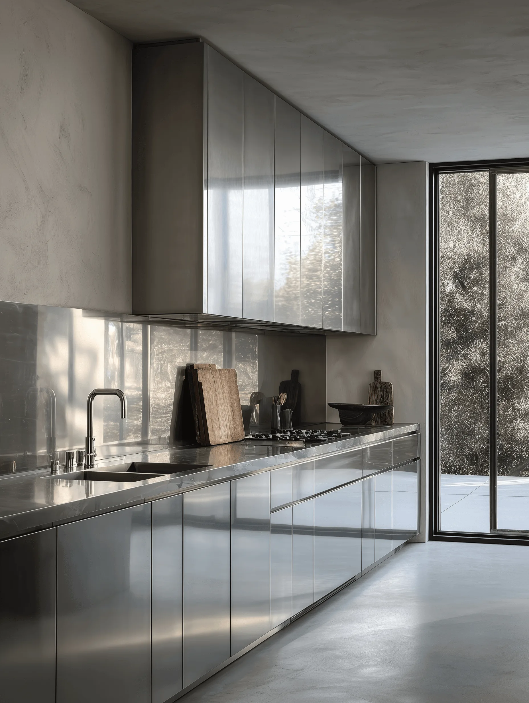 Zovia Silver Brushed stainless steel kitchen cabinet