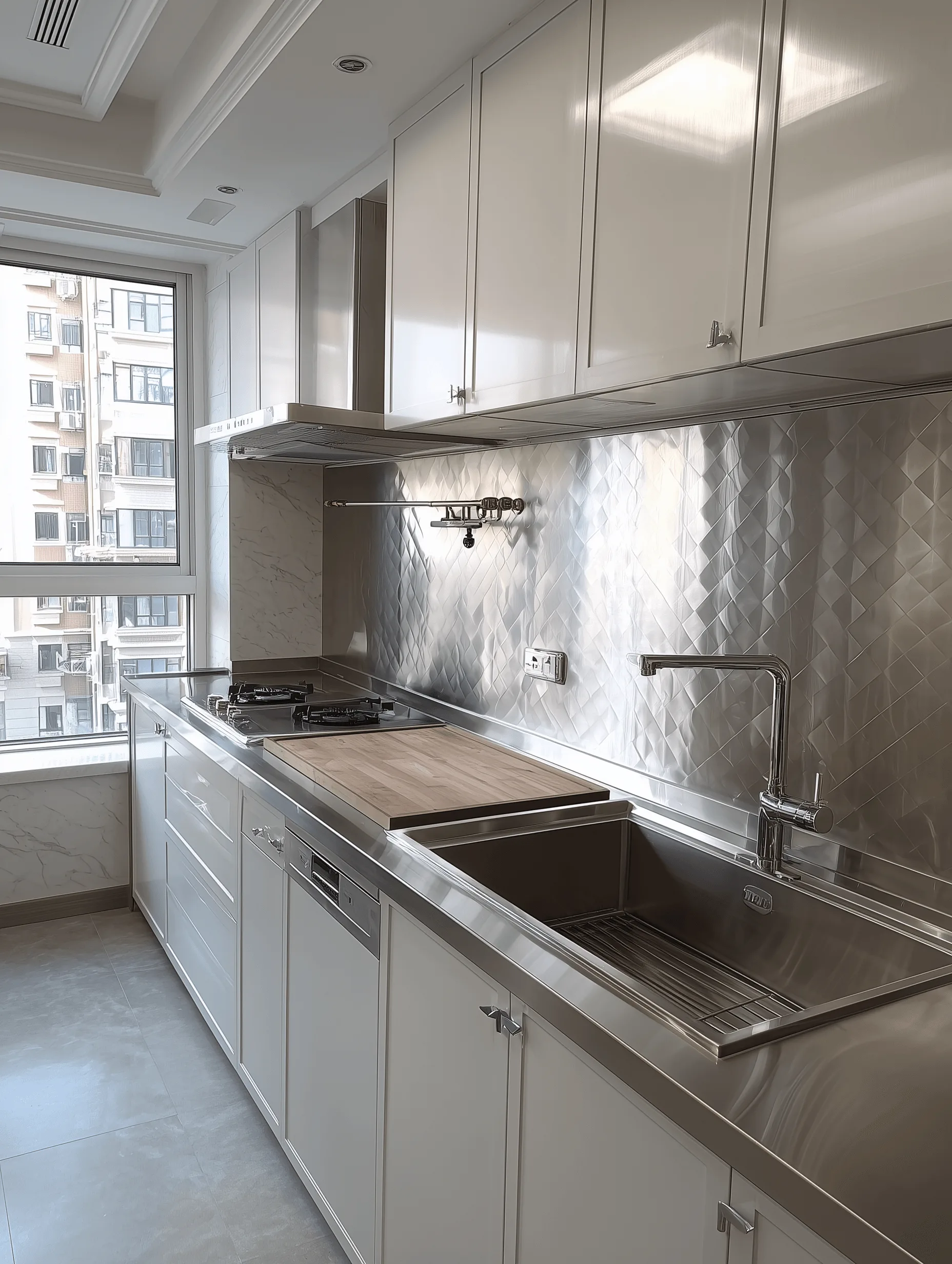 Zovia Warm Tones stainless steel kitchen cabinet