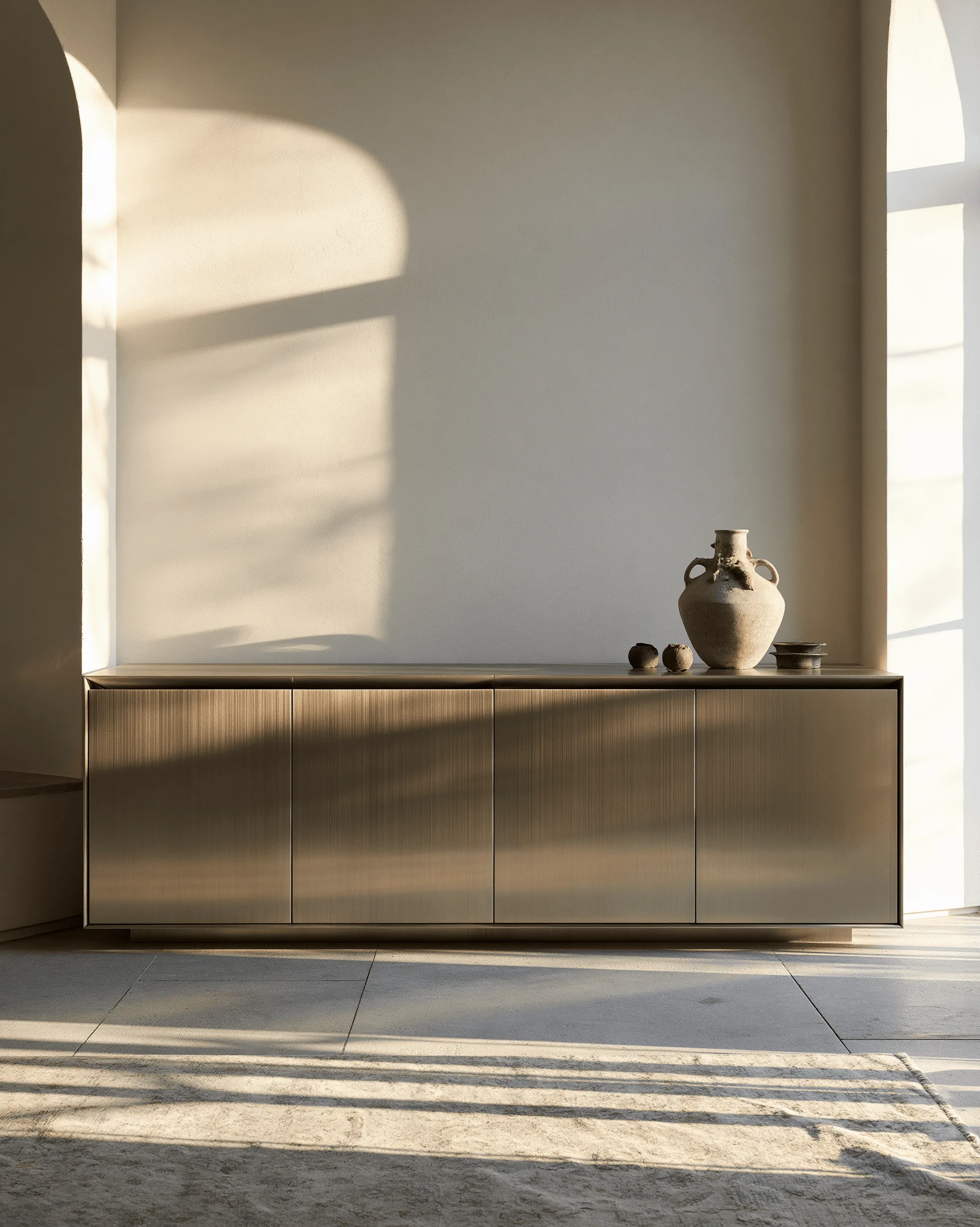Zovia Sideboard · Brushed Matte & Floating Wall stainless steel living room cabinet