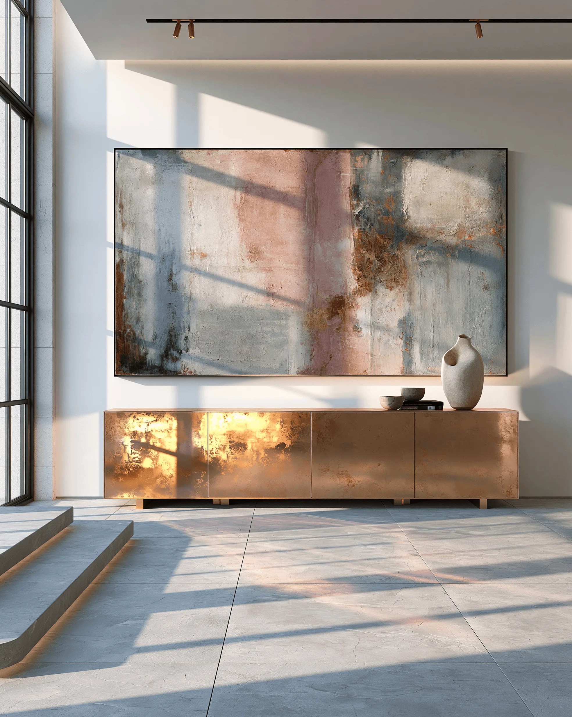 Zovia Sideboard · Polished Brass stainless steel living room cabinet