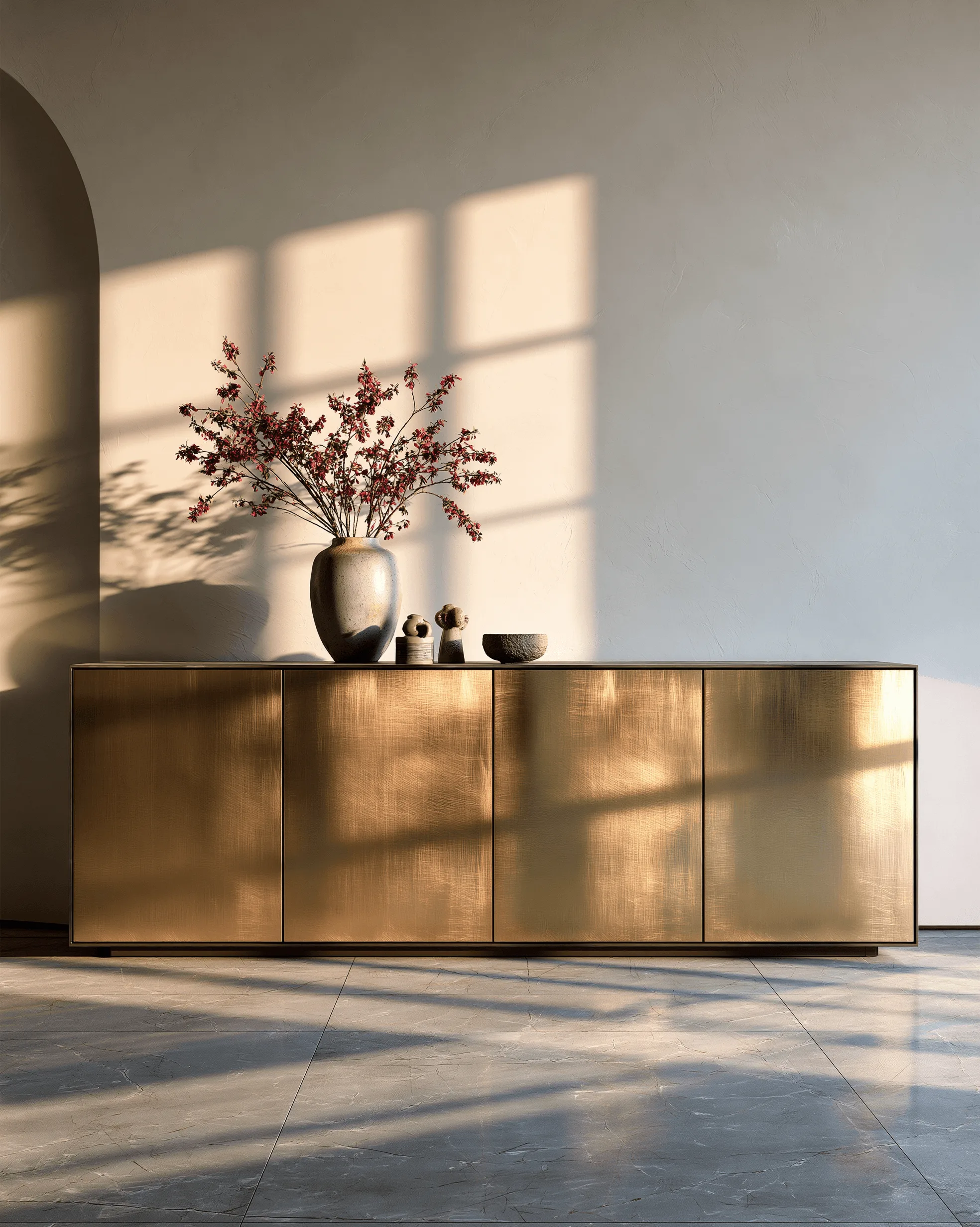 Zovia Sideboard · Polished Brass stainless steel living room cabinet