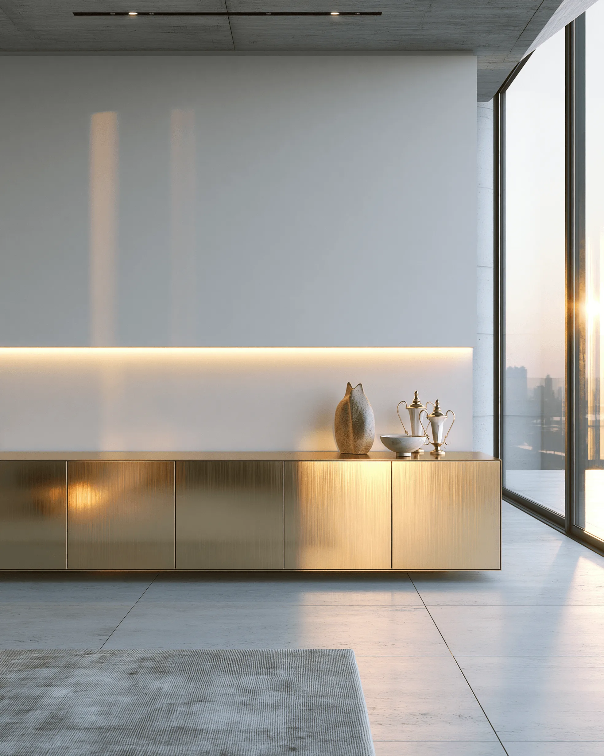 Zovia Sideboard · Polished Brass stainless steel living room cabinet