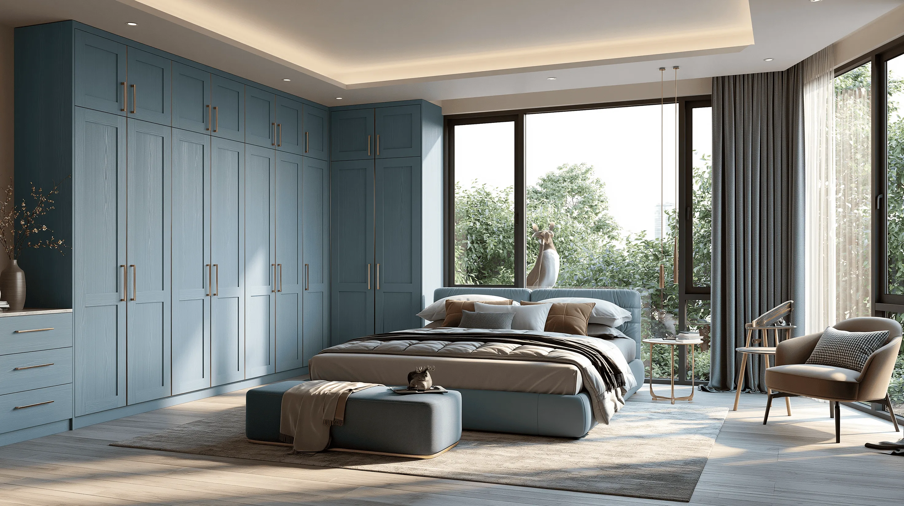 Zovia Steel Blue Cool Confidence stainless steel wardrobe