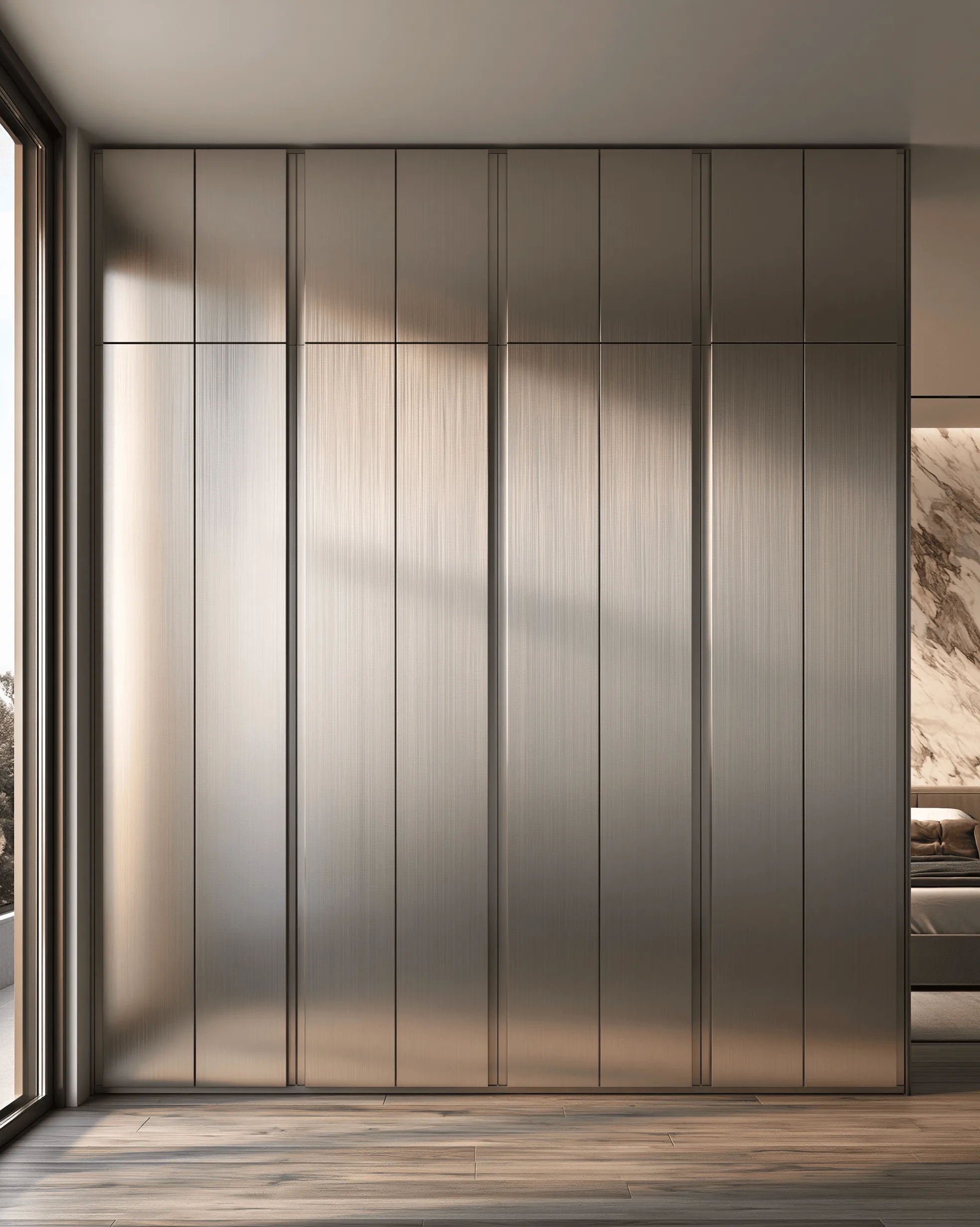 Zovia Champagne Gold & Antique Bronze stainless steel wardrobe