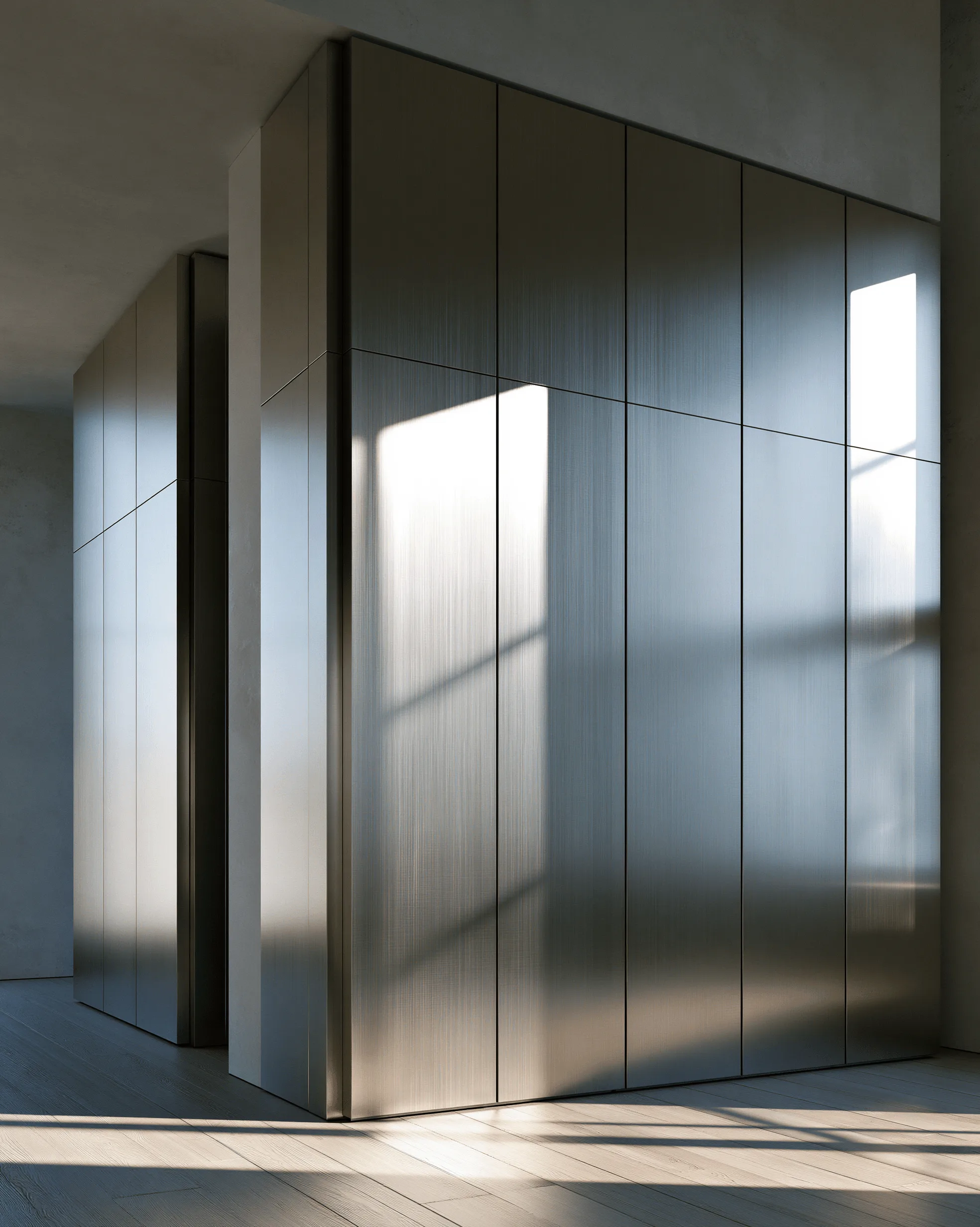 Zovia Silver Brushed & Cool Grey stainless steel wardrobe