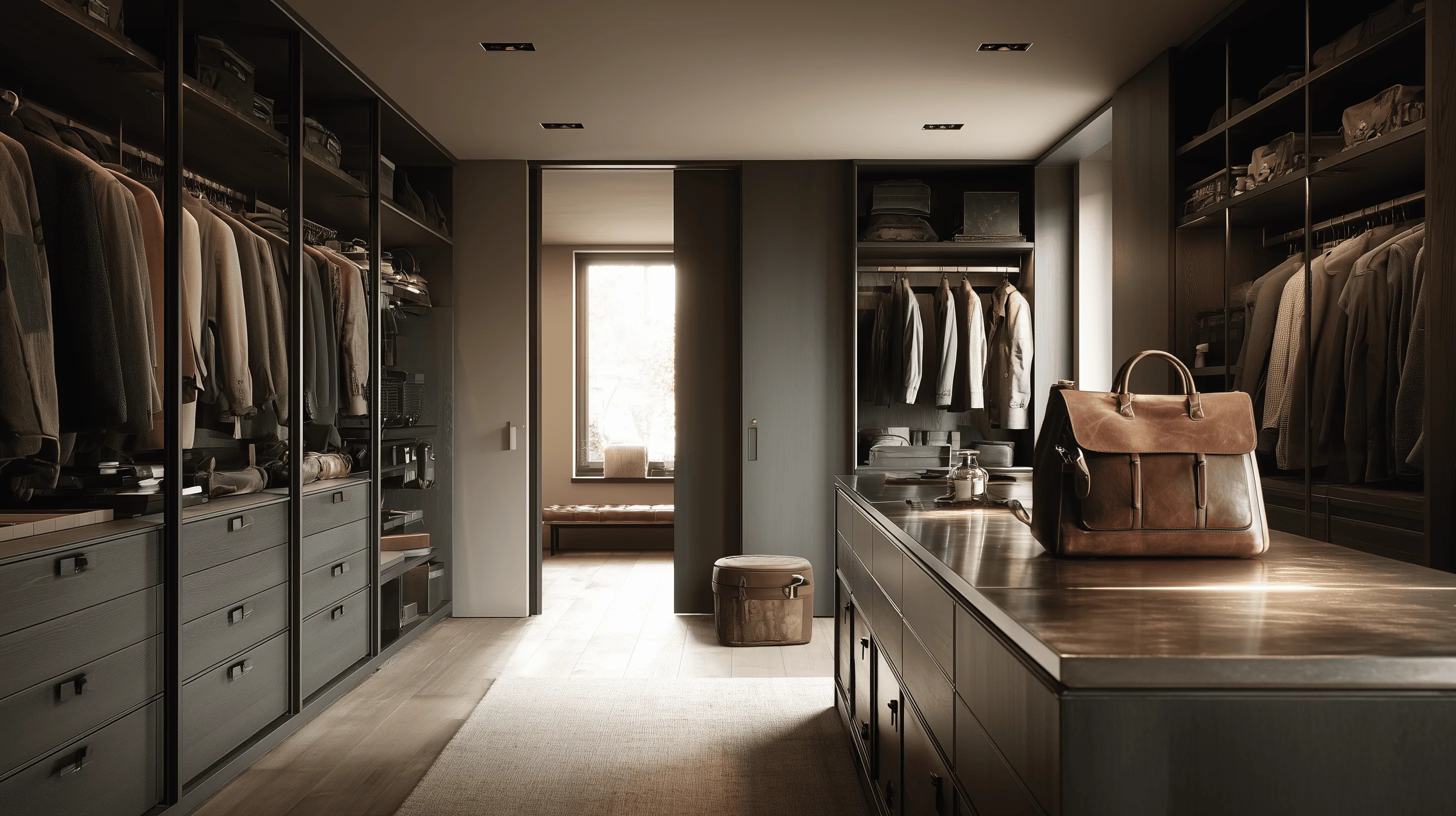Indoor stainless steel cabinetry application — Walk-In Wardrobe